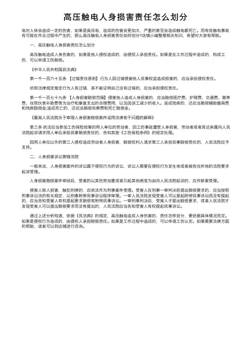 高压触电人身损害责任怎么划分