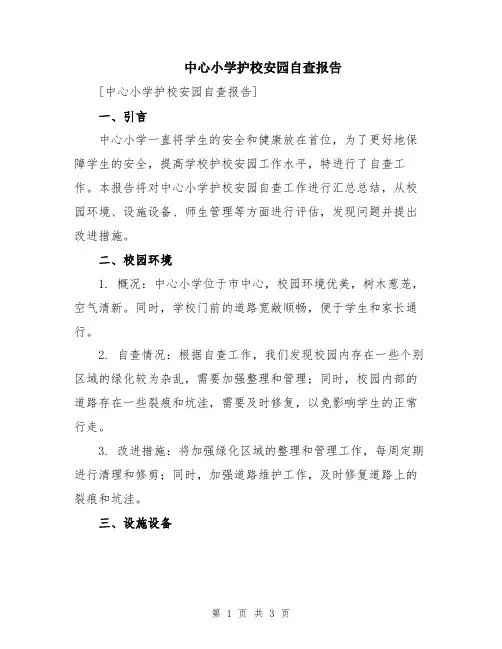 中心小学护校安园自查报告