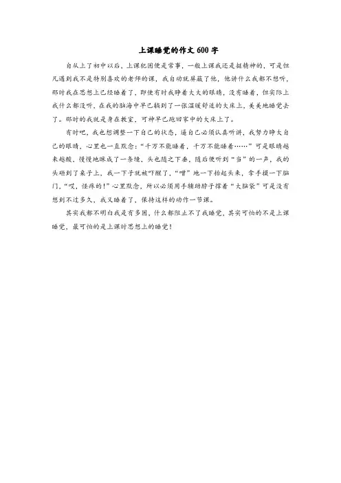 上课睡觉的作文600字