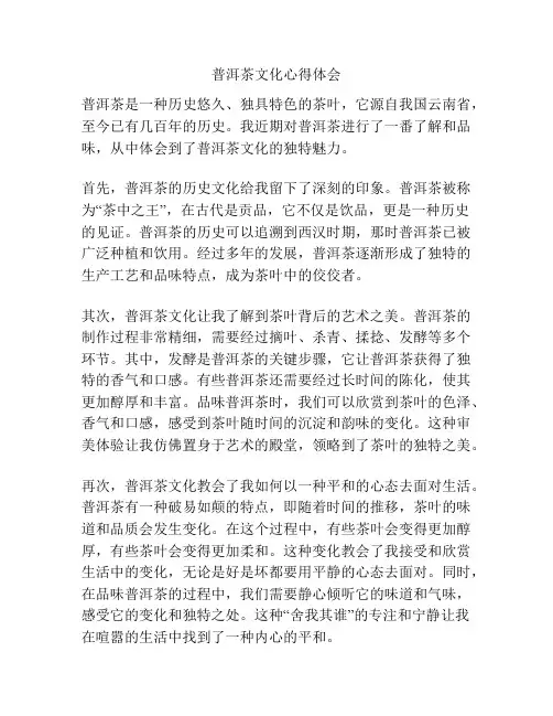 普洱茶文化心得体会