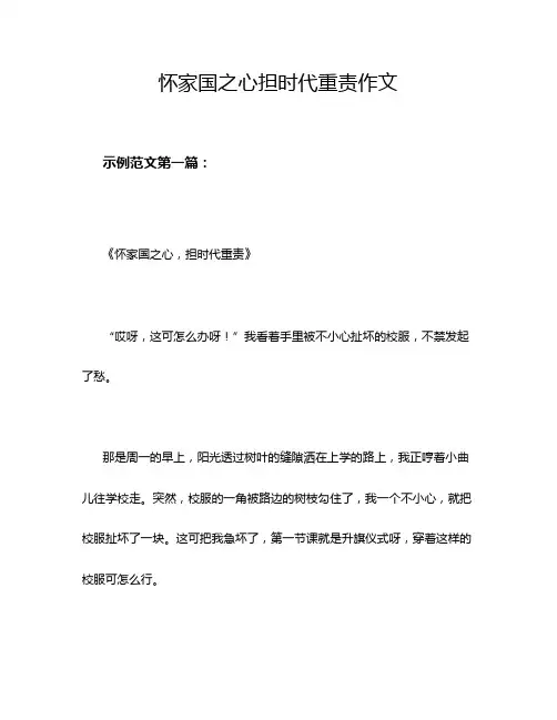 怀家国之心担时代重责作文