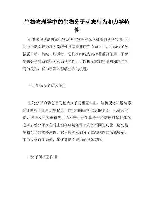 生物物理学中的生物分子动态行为和力学特性