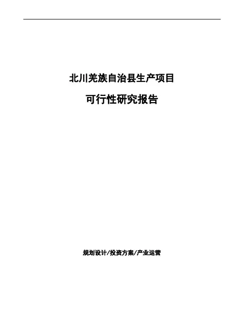 北川羌族自治县项目可行性研究报告(项目申请模板)