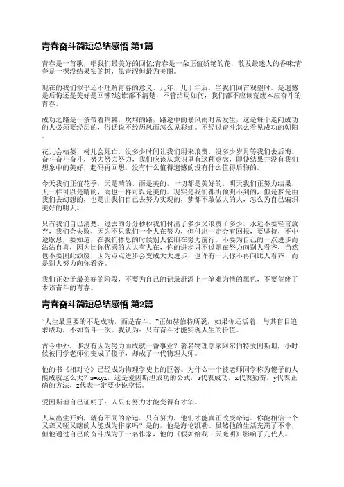 青春奋斗简短总结感悟(合集5篇)