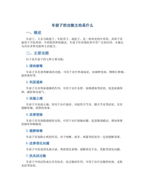 车前子的功能主治是什么