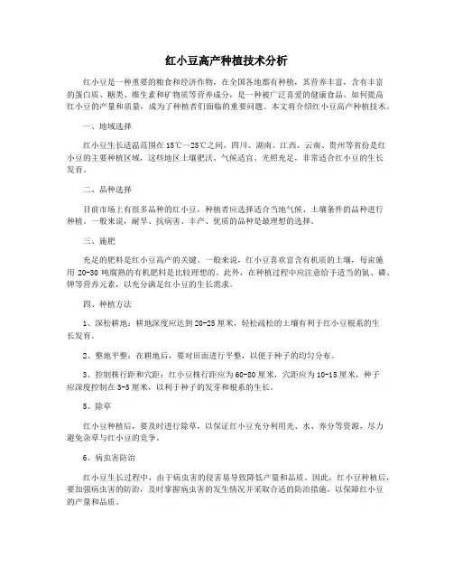 红小豆高产种植技术分析