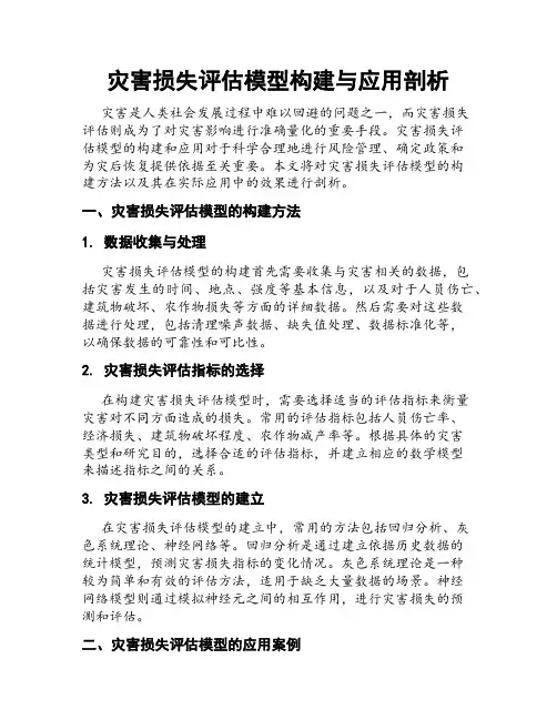 灾害损失评估模型构建与应用剖析