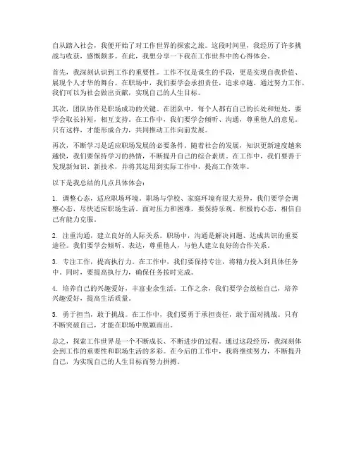 探索工作世界心得体会