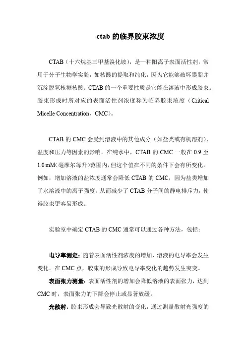 ctab的临界胶束浓度
