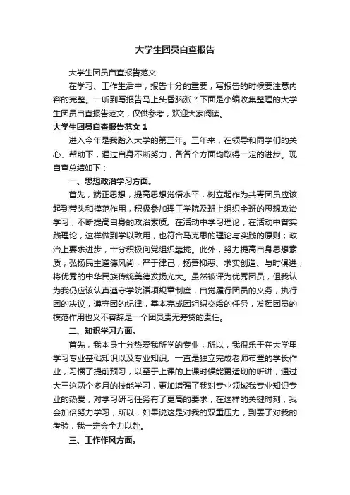 大学生团员自查报告范文