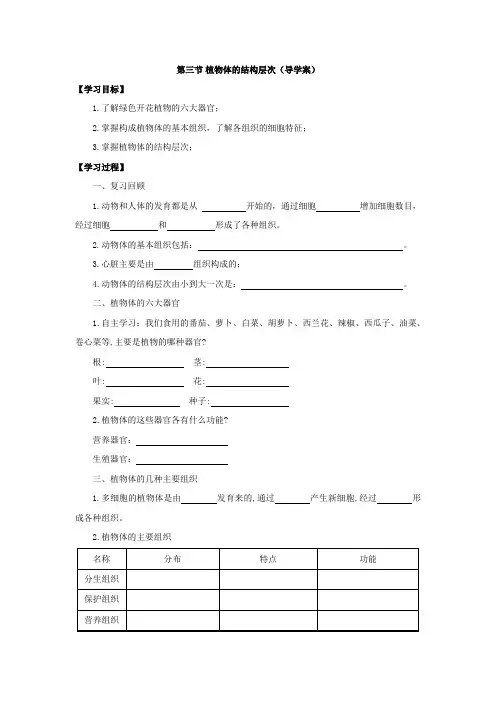 2.3植物体的结构层次(导学案)