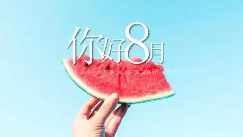 蓝色小清新手绘夏日西瓜冰爽工作总结PPT