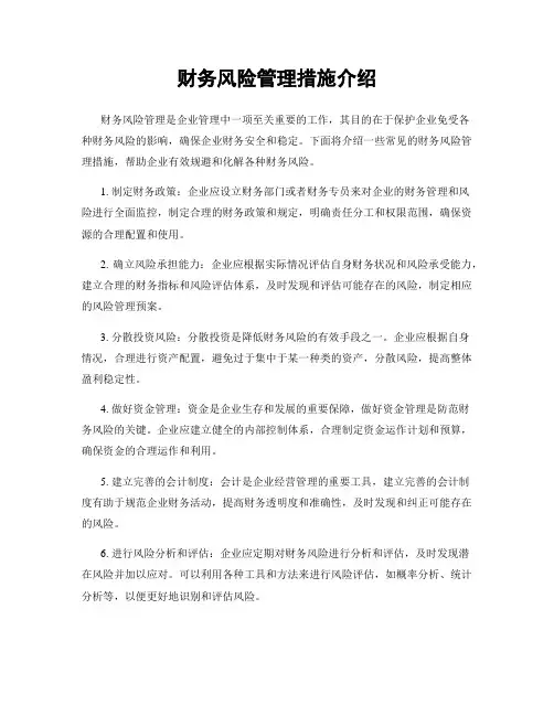 财务风险管理措施介绍