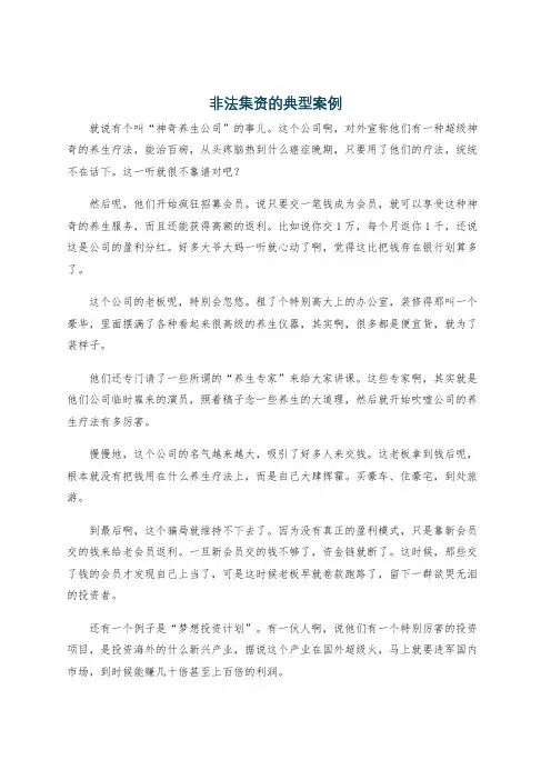 非法集资的典型案例