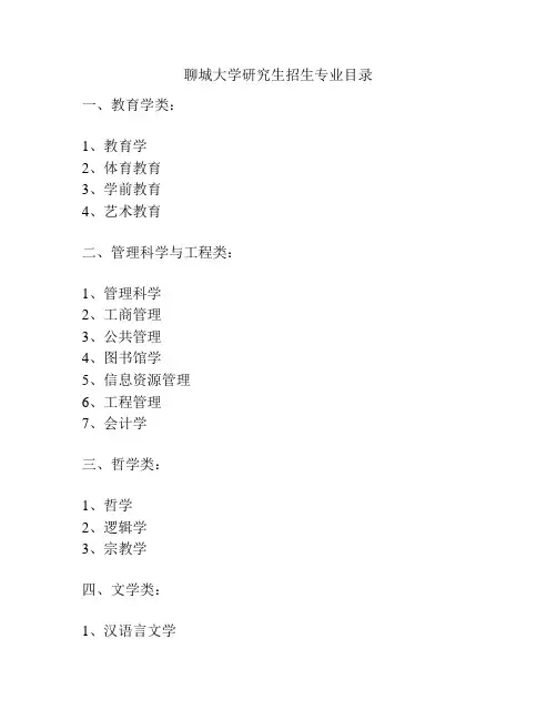 聊城大学研究生招生专业目录