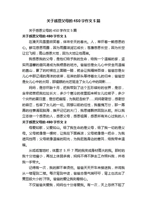 关于感恩父母的450字作文5篇