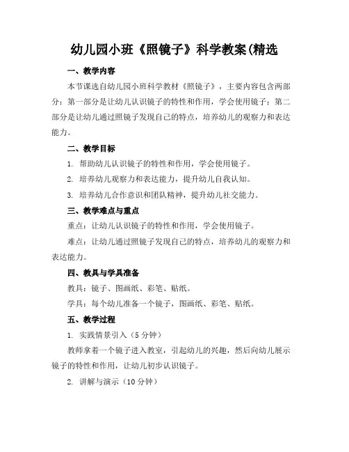 幼儿园小班《照镜子》科学教案(精选