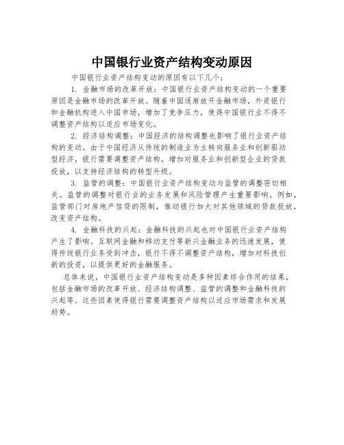 中国银行业资产结构变动原因