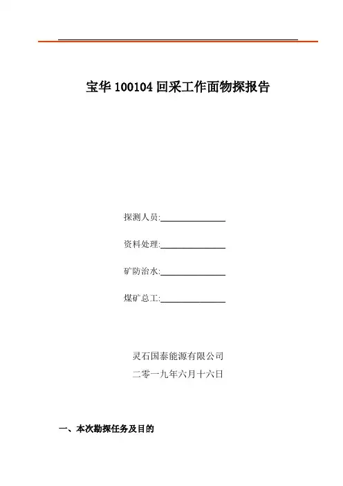100104工作面物探报告