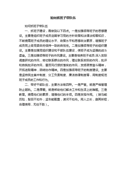 如何抓班子带队伍