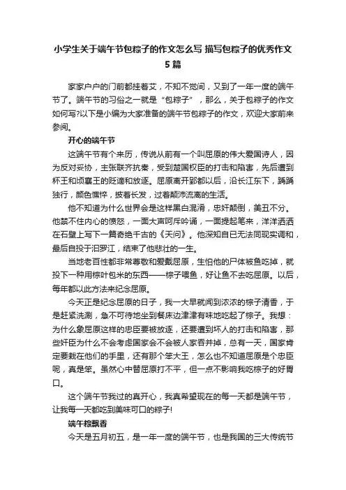 小学生关于端午节包粽子的作文怎么写描写包粽子的优秀作文5篇