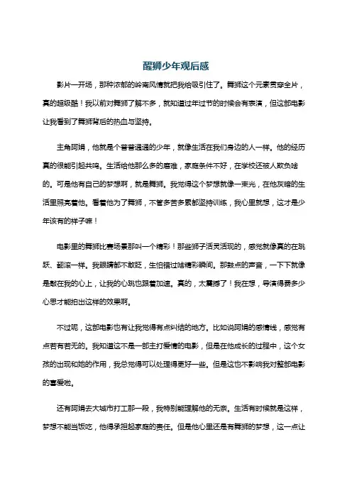 醒狮少年观后感