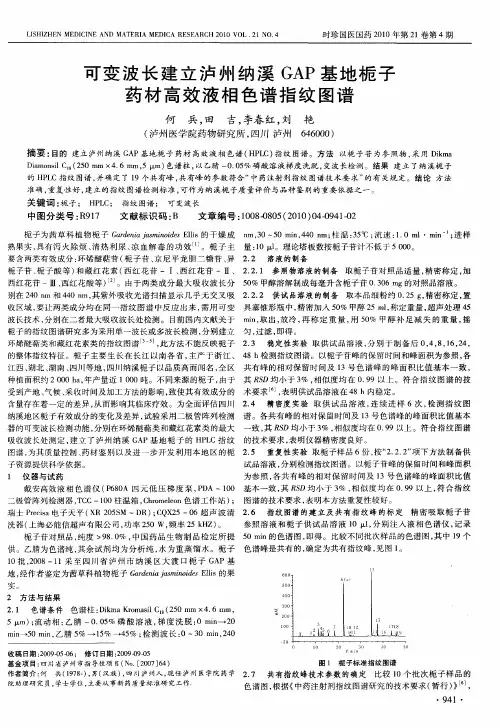 可变波长建立泸州纳溪GAP基地栀子药材高效液相色谱指纹图谱