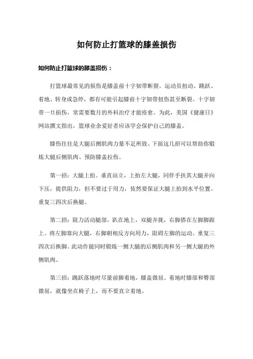 如何防止打篮球的膝盖损伤