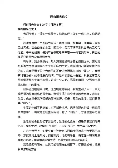 拥有阳光作文500字（精选3篇）