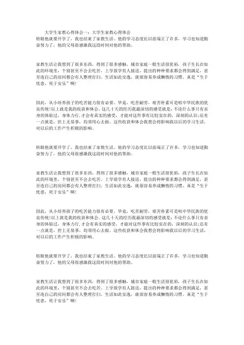 大学生家教心得体会(精选4篇)