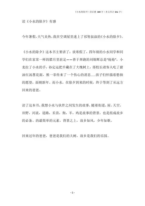 《小水的除夕》读后感 300字