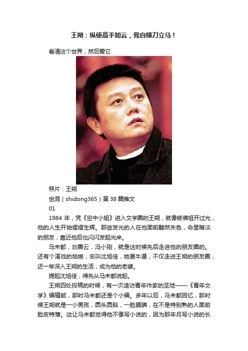 王朔：纵使高手如云，我自横刀立马！