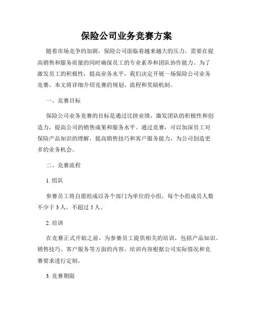 保险公司业务竞赛方案