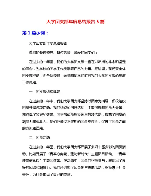 大学团支部年度总结报告5篇
