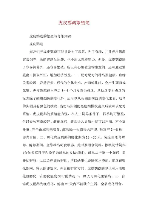 虎皮鹦鹉繁殖笼