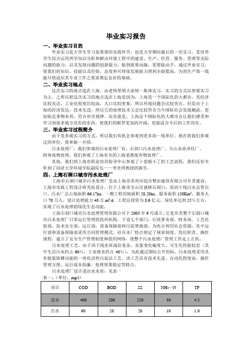 环境工程专业实习报告