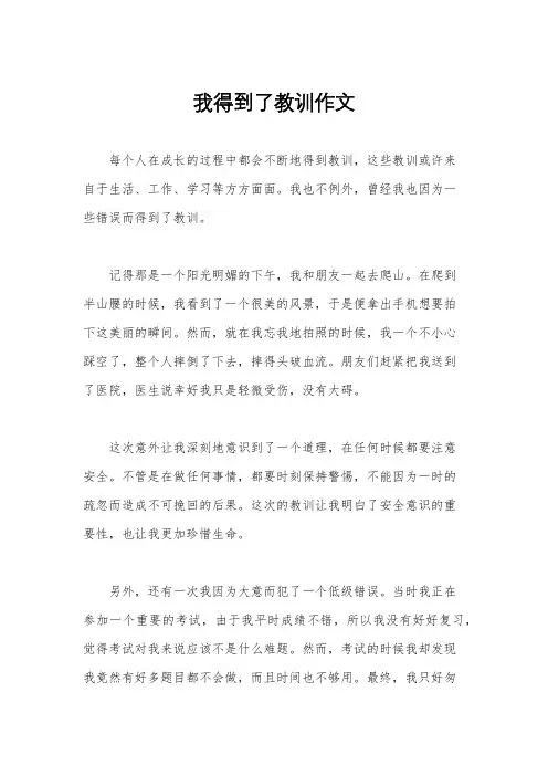 我得到了教训作文