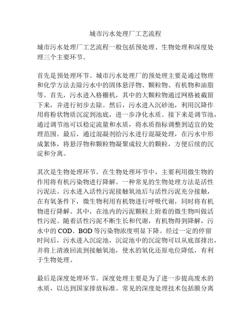 城市污水处理厂工艺流程