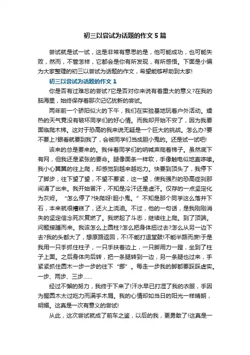 初三以尝试为话题的作文5篇