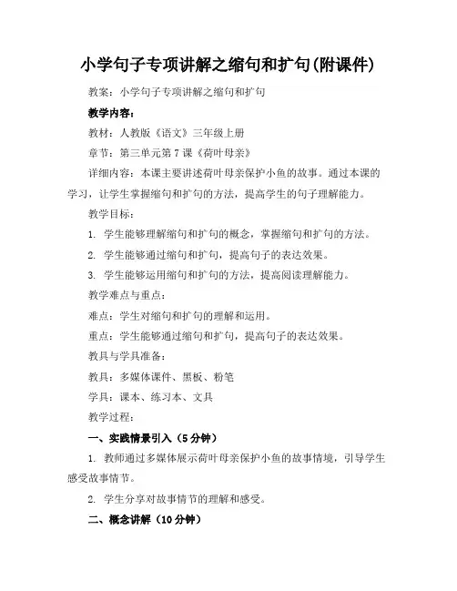 小学句子专项讲解之缩句和扩句(附课件下载)