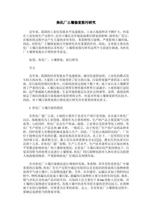 焦化厂土壤修复致污研究