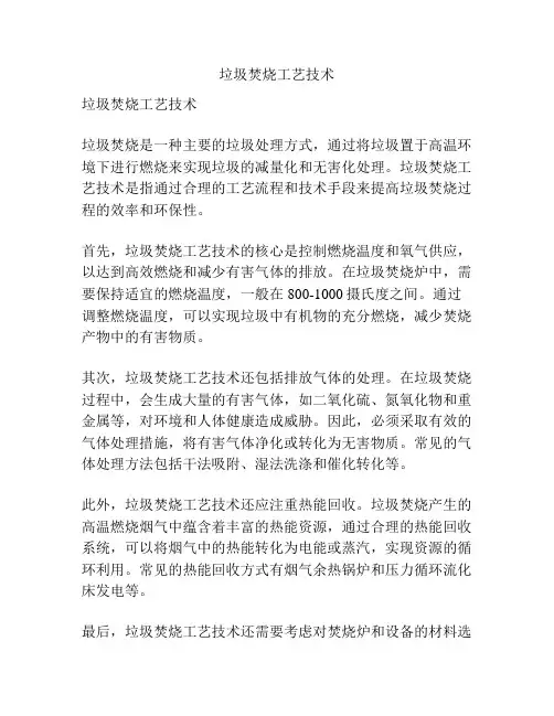 垃圾焚烧工艺技术