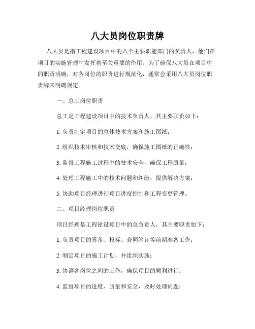 八大员岗位职责牌