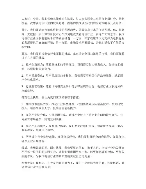电信行业研讨会发言稿范文