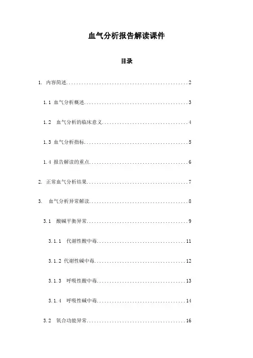 血气分析报告解读课件