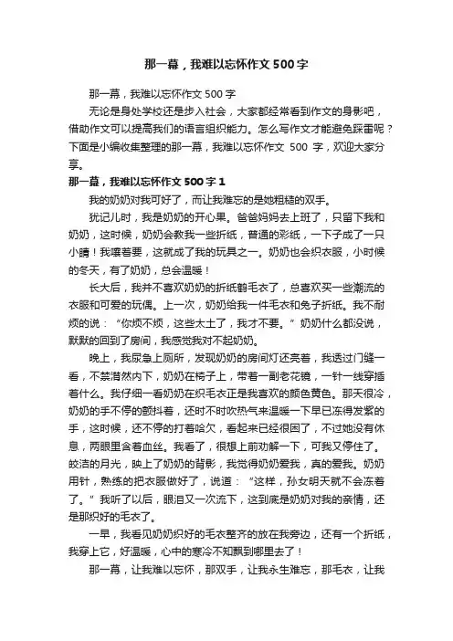 那一幕，我难以忘怀作文500字