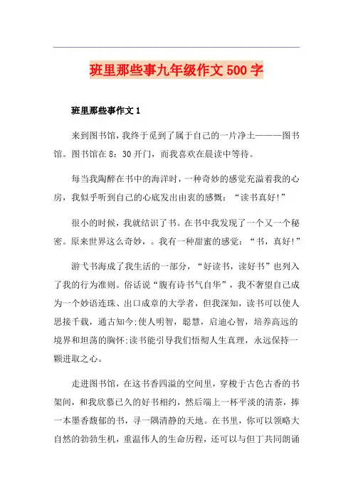 班里那些事九年级作文500字