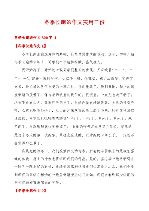 冬季长跑的作文实用三份