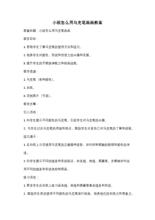 小班怎么用马克笔画画教案