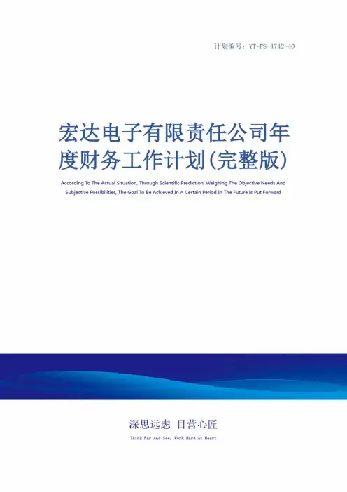 宏达电子有限责任公司年度财务工作计划(完整版)